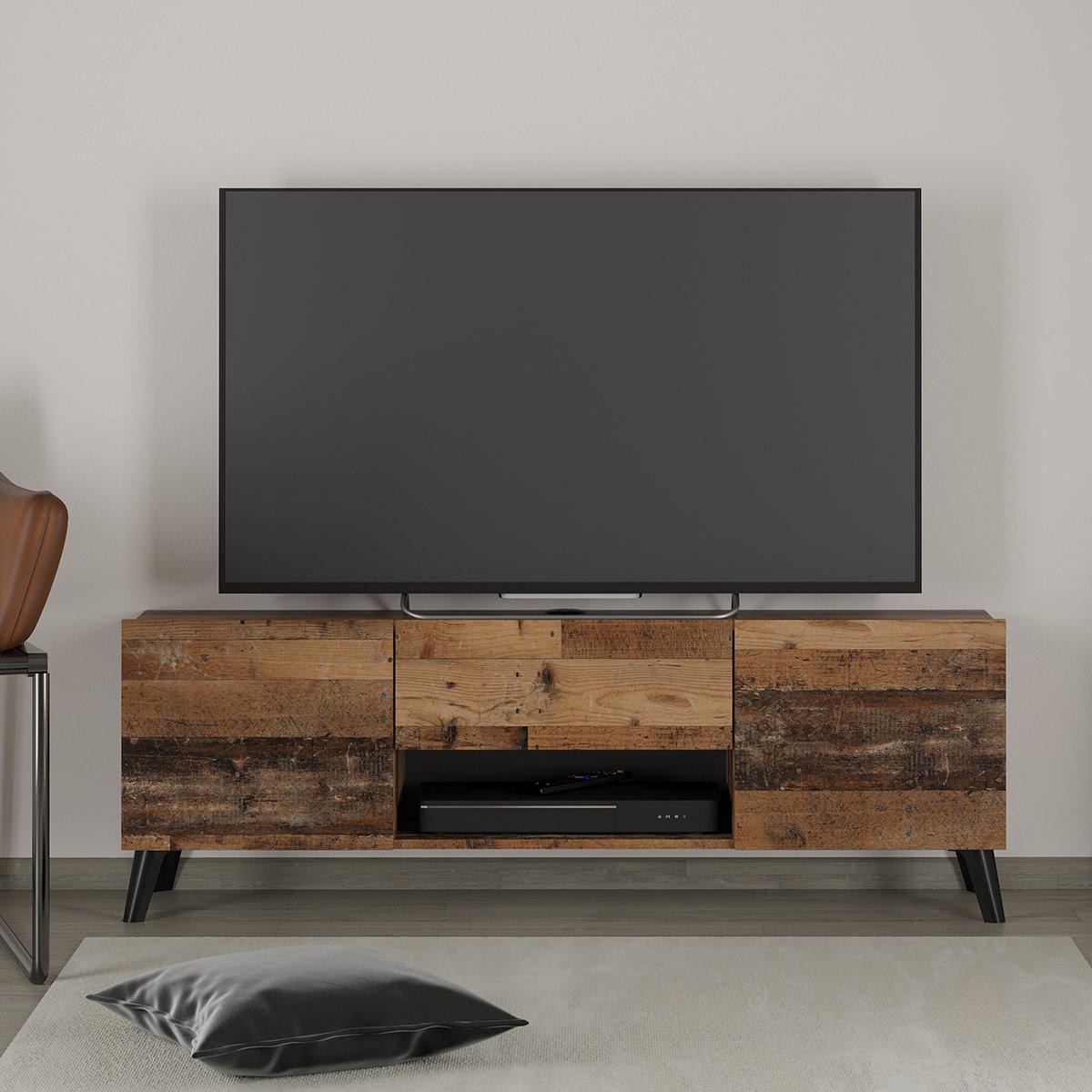 Calicosy TV-Möbel mit 2 Türen und 1 Schublade Brighton 2 - L140 cm x 46,5 cm  