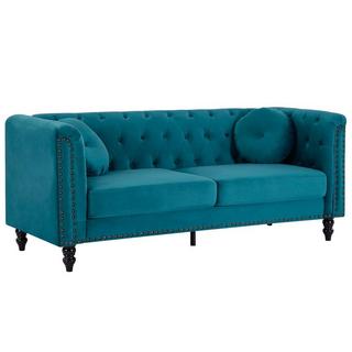 Vente-unique Couchgarnitur 3+2 - Samt - Grünblau - TURNER  