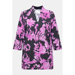 Ulla Popken Maglietta in cotone Pima linea ad A con collo a calice e maniche 3/4  