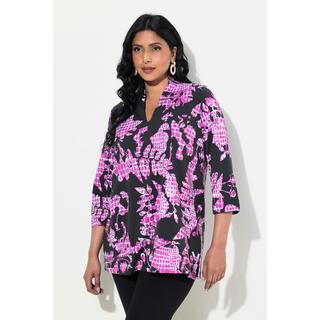 Ulla Popken Maglietta in cotone Pima linea ad A con collo a calice e maniche 3/4  