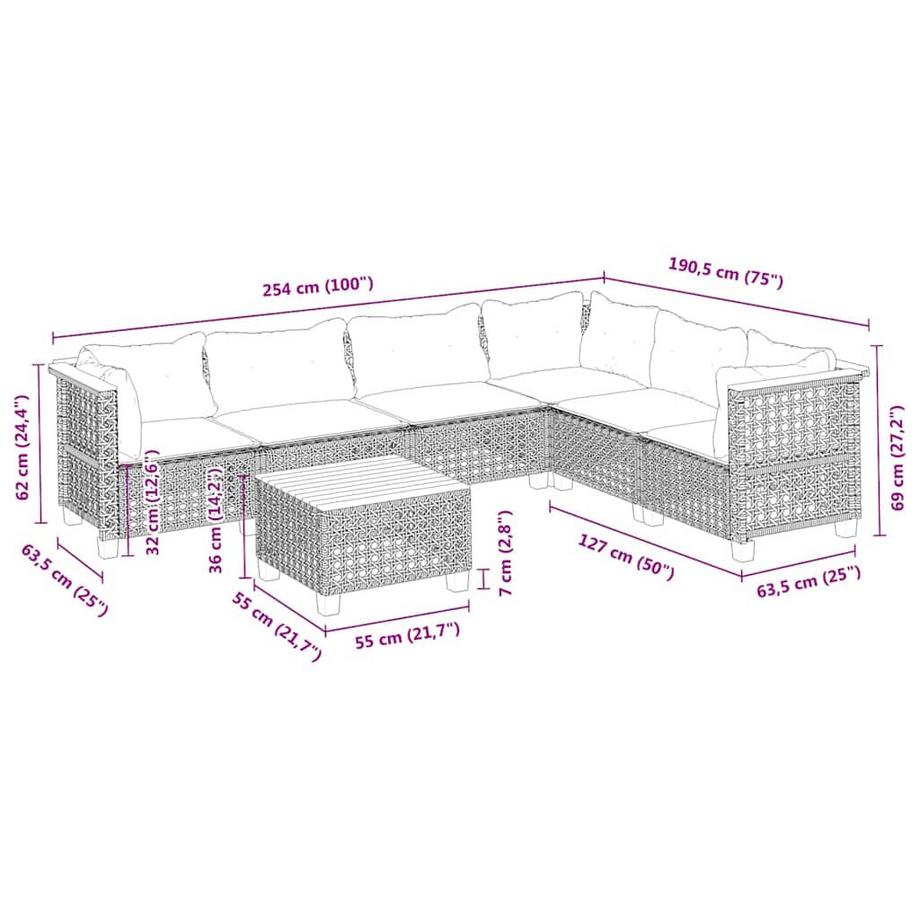 VidaXL set divano da giardino Polirattan  