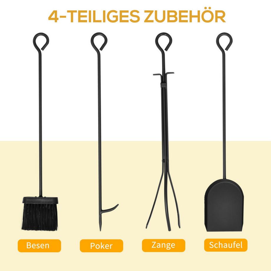Northio Support À Bois De Cheminée Avec Couverts De Cheminée, Support À Bois De Chauffage, Support À Bois De Cheminée, Outil De Cheminée, Acier Noir 75 X 30 X 60 Cm  