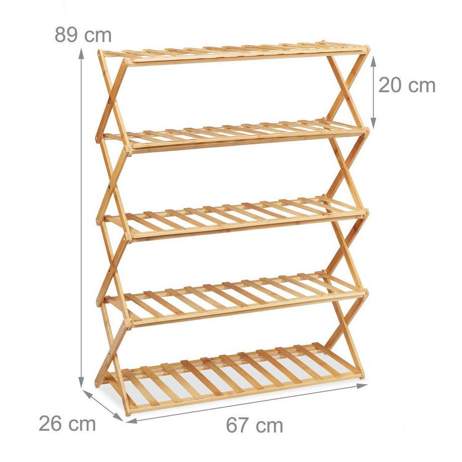 Northix Ripiano pieghevole per scarpe in bambù  
