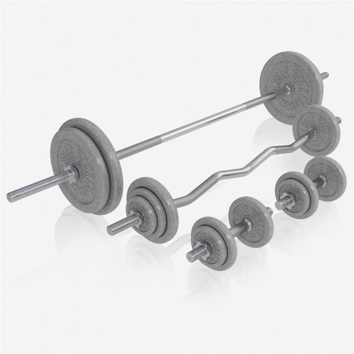 Gorilla Sports  Banc de musculation Station de musculation & ensemble d'haltères longs 