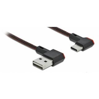 DeLock  EASY-USB 2.0 Kabel Typ-A Stecker zu USB Type-C™ Stecker gewinkelt links  rechts 2 m 