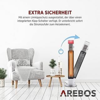 Arebos Riscaldatore radiante da 1500 watt | con luce LED a 16 colori e telecomando  