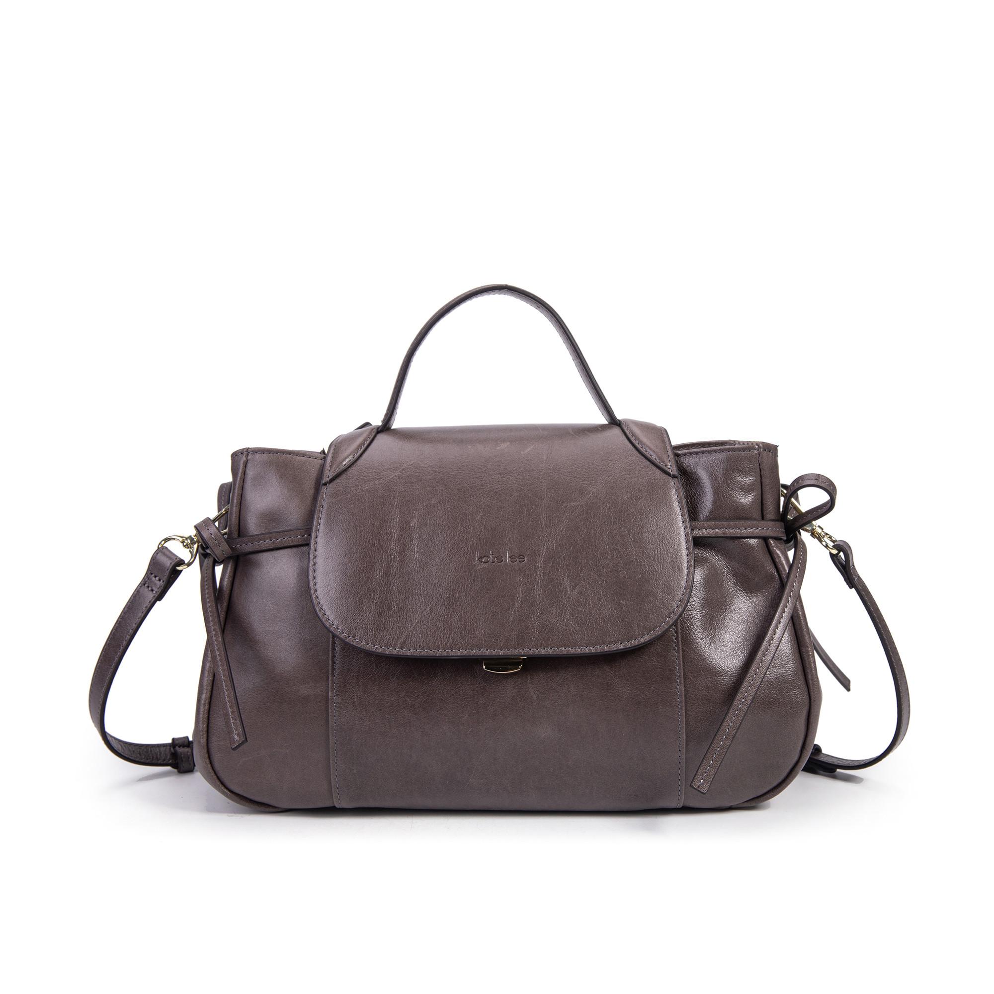 Image of Einkaufstasche M India Mit Griff Aus Em Glanzleder Damen Grau ONE SIZE