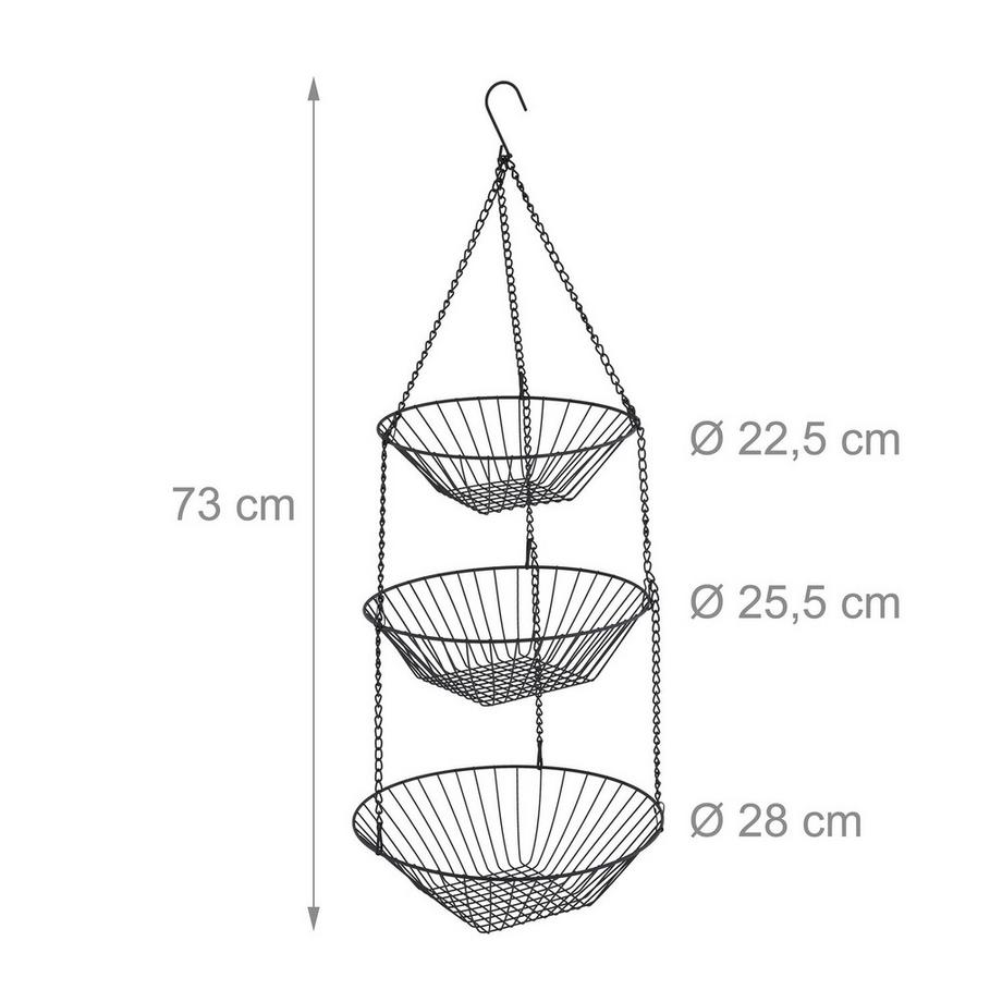 B2X Corbeille à fruits suspendue en noir  