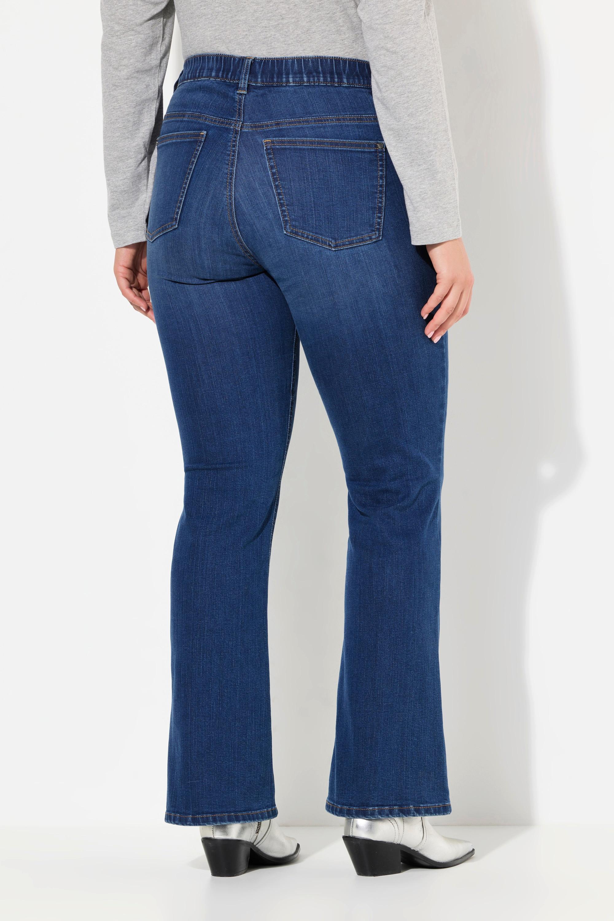 Ulla Popken  Jeans modello Mary con boot cut, taglio della gamba ampio e design a cinque tasche 