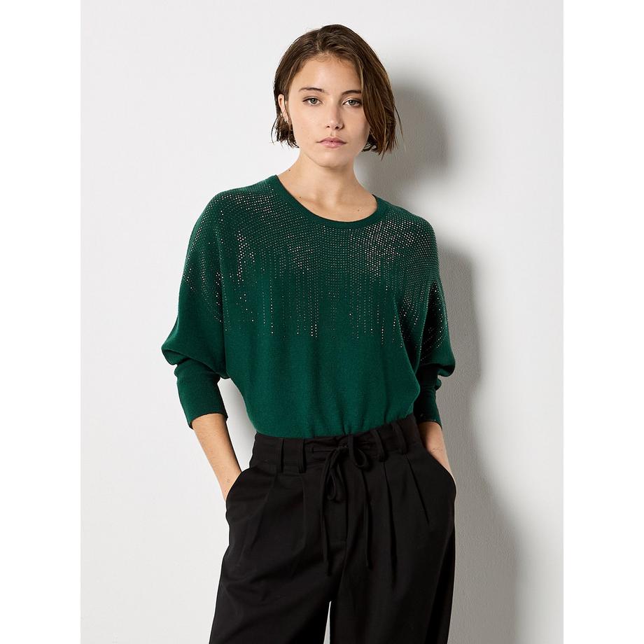 Pullover mit Fledermausärmeln und Nietenverzierung