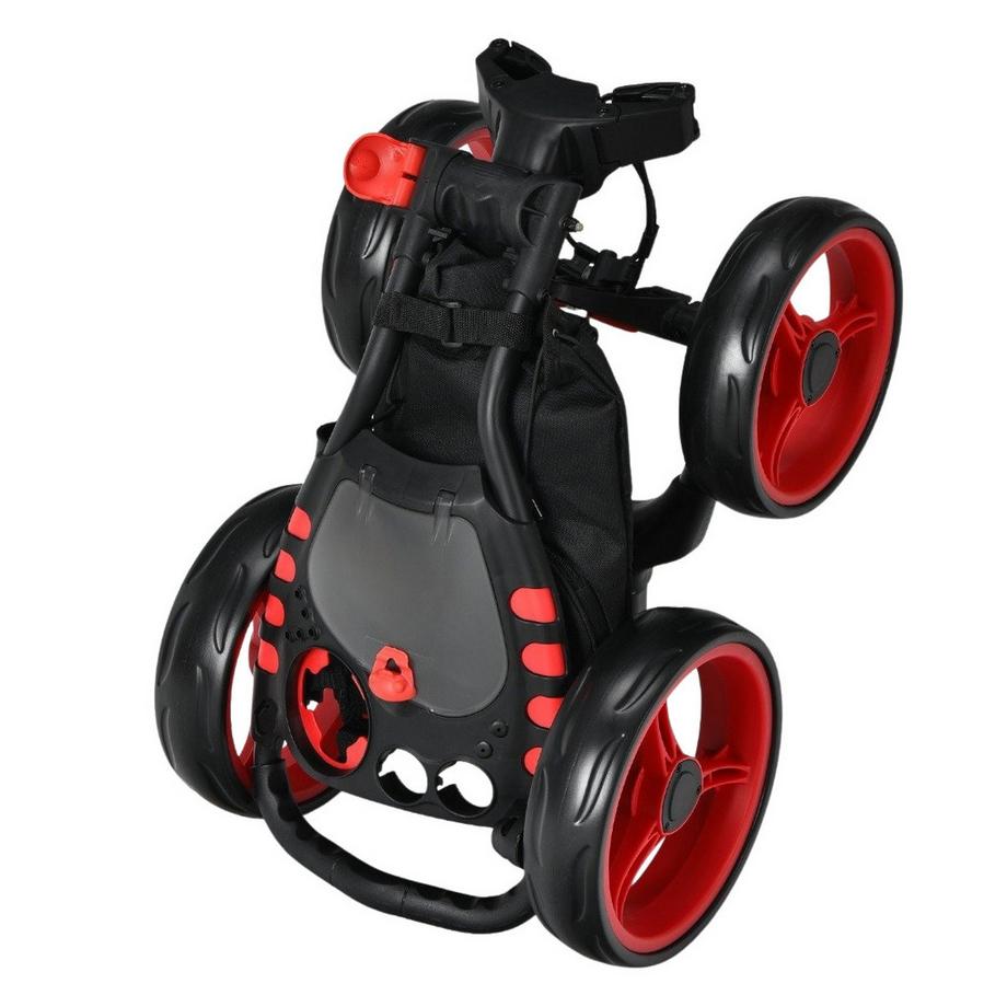 Northix  Chariot de golf à 4 roues, chariot de golf pliable, chariot de golf à pousser, fabriqué en aluminium, rouge 