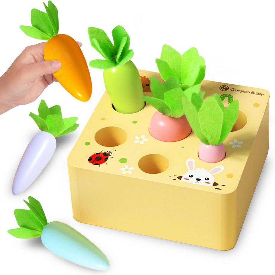 Holzspielzeug ,Baby-Motorik-Spielzeug,Sortierspiel Holzpuzzle Möhrenernte, Sortierspiel Holzpuzzle
