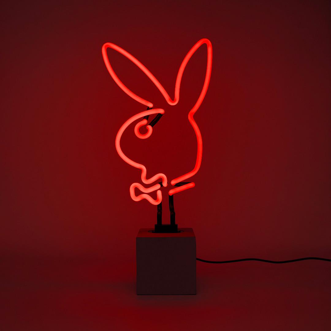 Locomocean Glas Neon Tischlampe mit Betonsockel - Playboy Bunny  