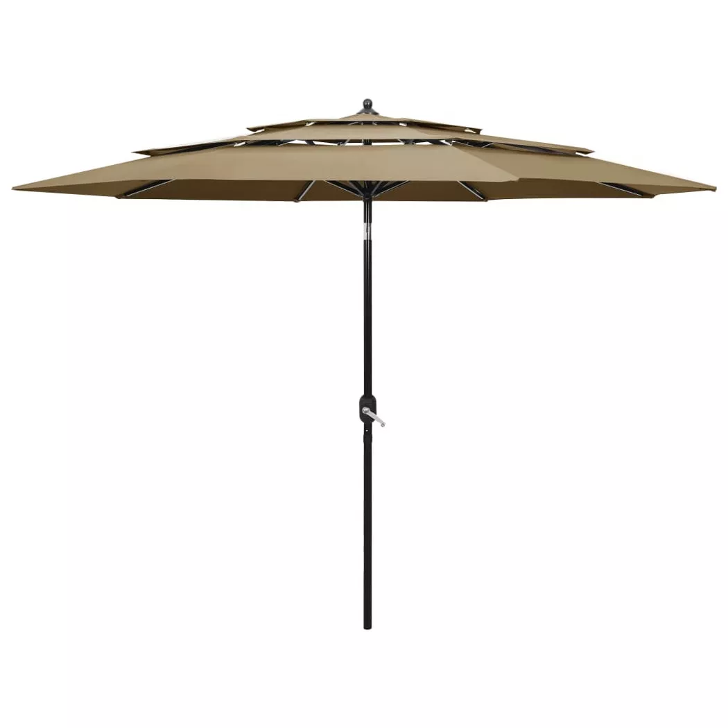 vidaXL Sonnenschirm mit Aluminium-Mast 3-lagig Taupe 3 m