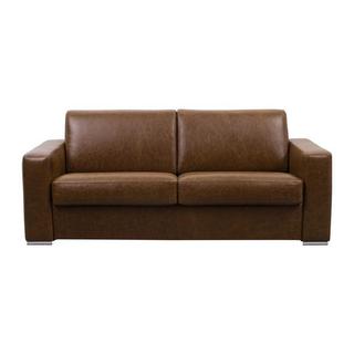 Vente-unique Schlafsofa mit Matratze 4-Sitzer - 100 % Büffelleder - Vintage-Optik - Karamell - Matratze 14 cm - DELECTEA II  