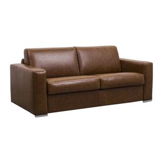 Vente-unique Schlafsofa mit Matratze 4-Sitzer - 100 % Büffelleder - Vintage-Optik - Karamell - Matratze 14 cm - DELECTEA II  