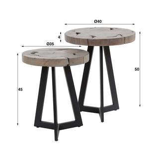 mutoni Table d'appoint Grey Mix (lot de 2)  