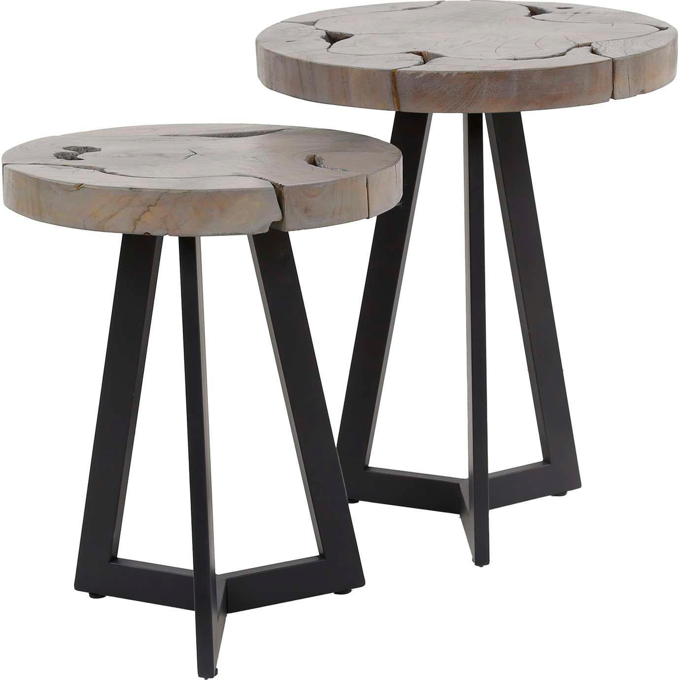 mutoni Table d'appoint Grey Mix (lot de 2)  