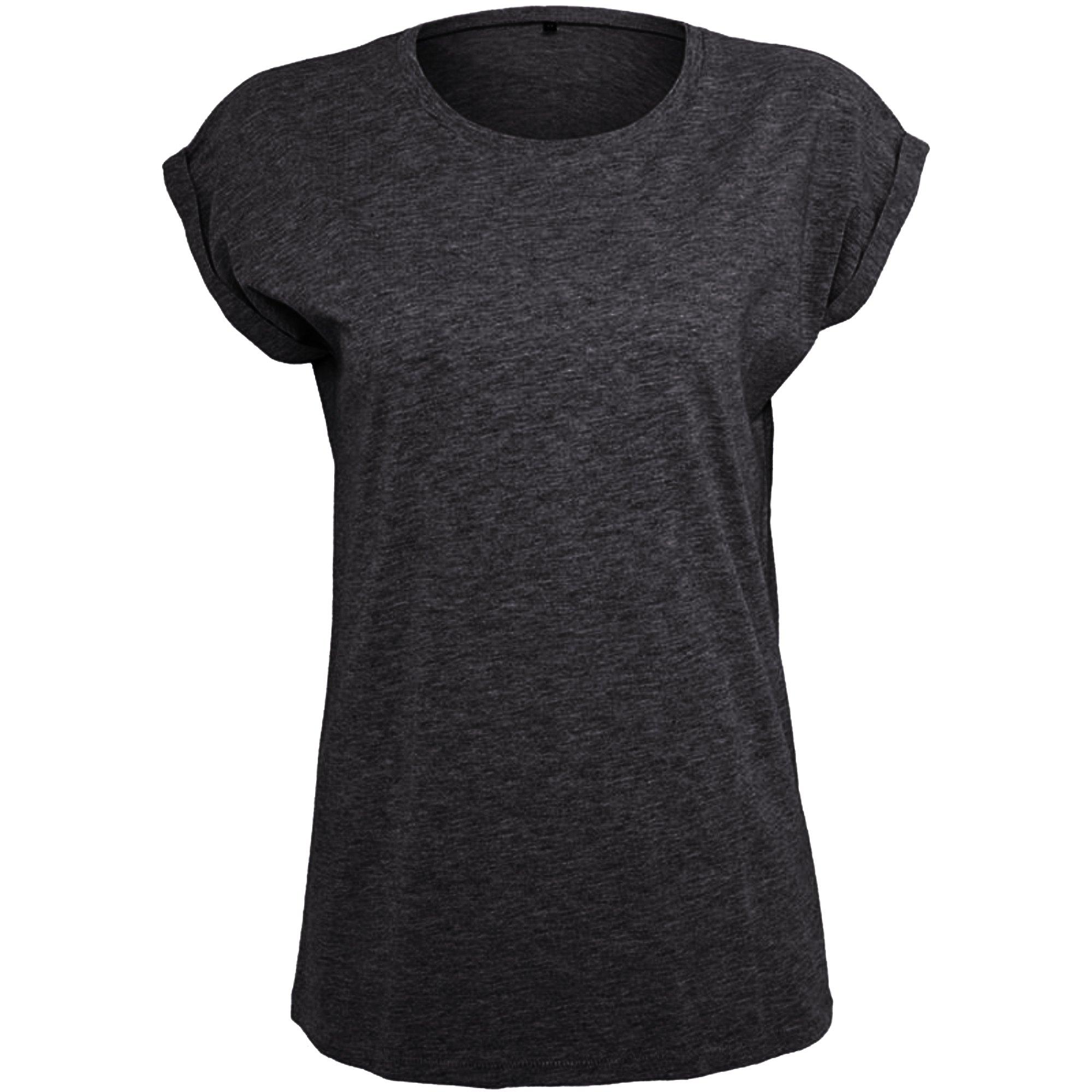 Image of Dame Verlängerte Schulter Tshirt Damen Schwarz XS