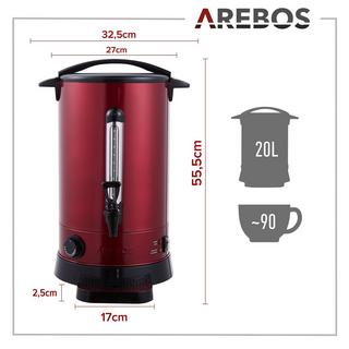 Arebos  Chaudière à vin chaud 20 L Distributeur de vin chaud en inox Thermostat 