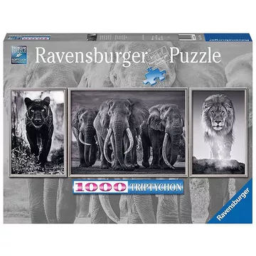 Puzzle Panter, Elefanten, Löwe (1000Teile)