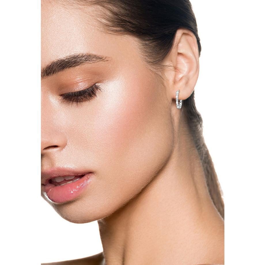 Maxte  Créoles Huggie en  Sterling Bande Cœur avec 12 Zirconiums Cubiques 