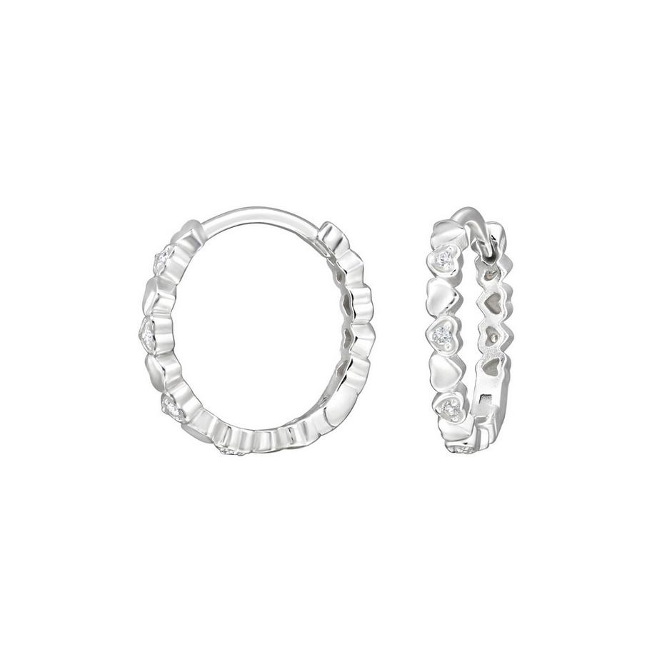 Créoles Huggie en  Sterling Bande Cœur avec 12 Zirconiums Cubiques