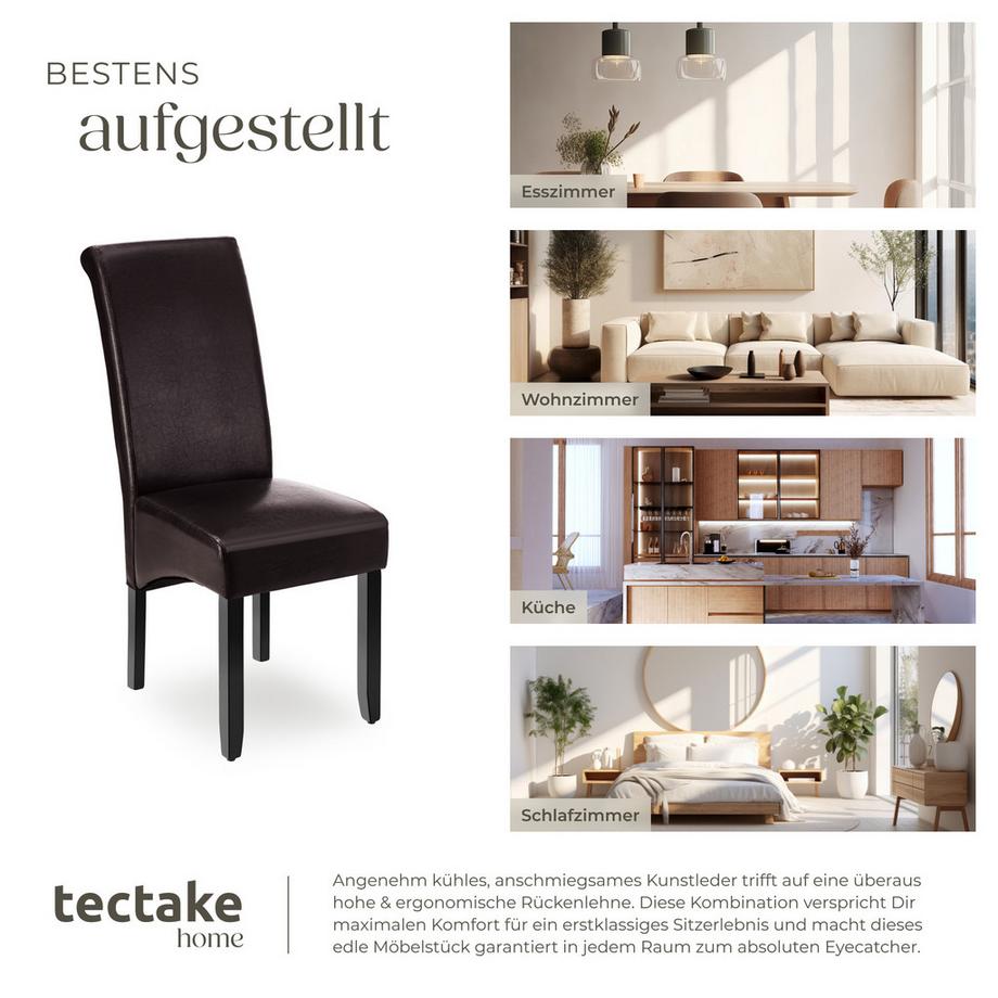 Tectake Chaise de salle à manger  avec revêtement en cuir synthétique  