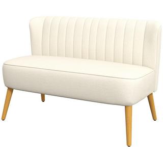 Northio 2-Sitzer Sofa Zweisitzer, Loveseat mit Leinenoptik, Doppelsofa mit Holzbeine, bis 150 kg Belastbar, Cremeweiß, 117 x 56,5 x 77 cm  