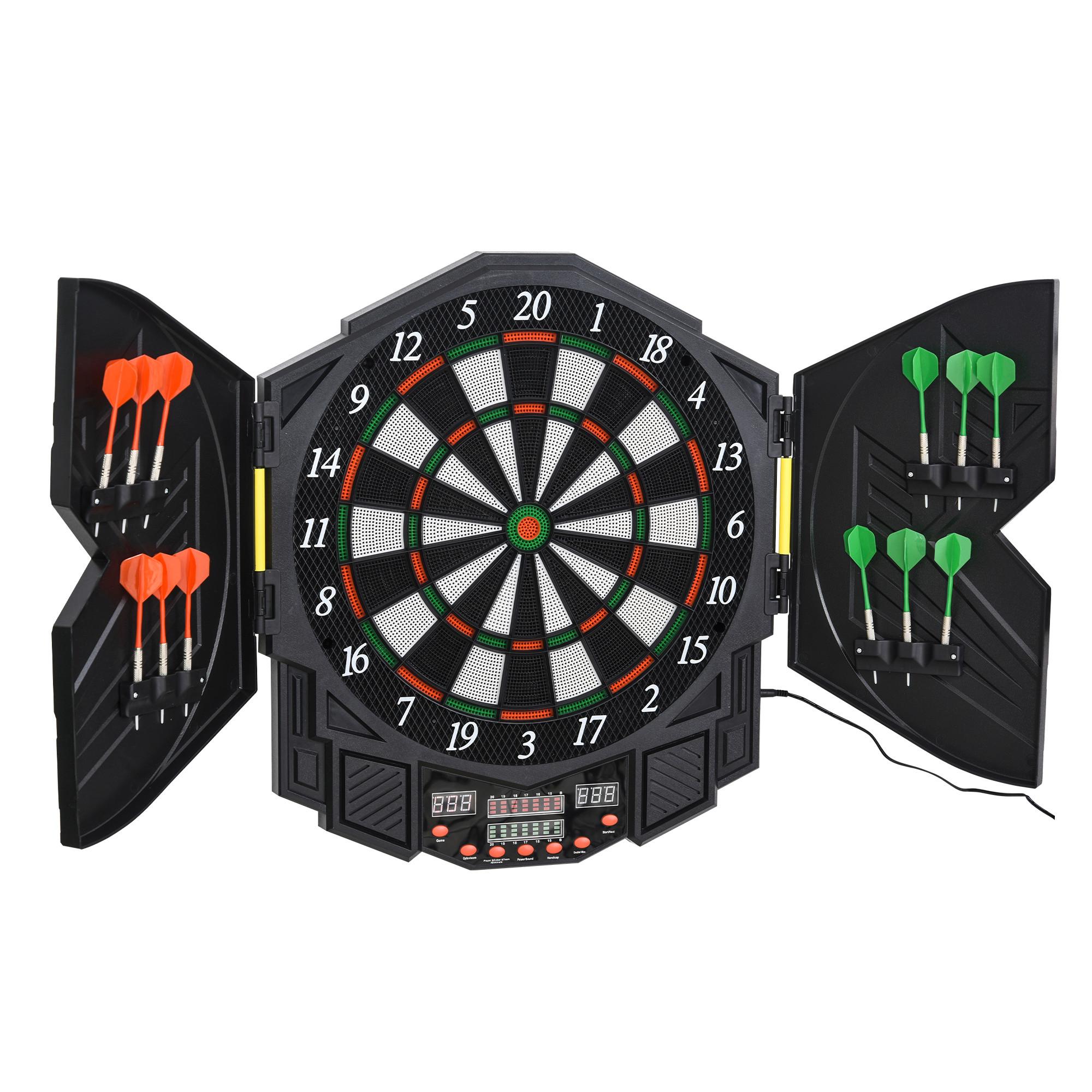Image of Elektronische Dartscheibe Dartboard Mit Tür Inkl. 4 Led 216 Spiele 12 Pfeile Bis 8 Spieler Abs + Pp 49 X 54,6 X 5,5 Cm Unisex ONE SIZE