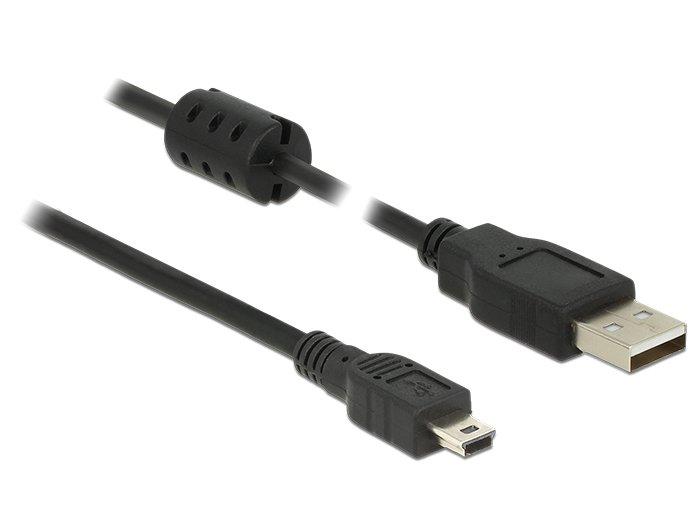 DeLock  0.5m, USB 2.0-A/USB 2.0 Mini-B câble USB 0,5 m USB A Mini-USB B Noir 