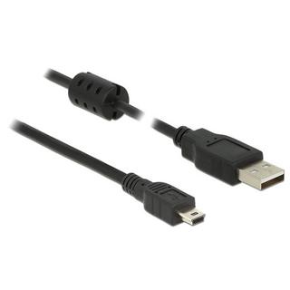 DeLock  0.5m, USB 2.0-A/USB 2.0 Mini-B câble USB 0,5 m USB A Mini-USB B Noir 