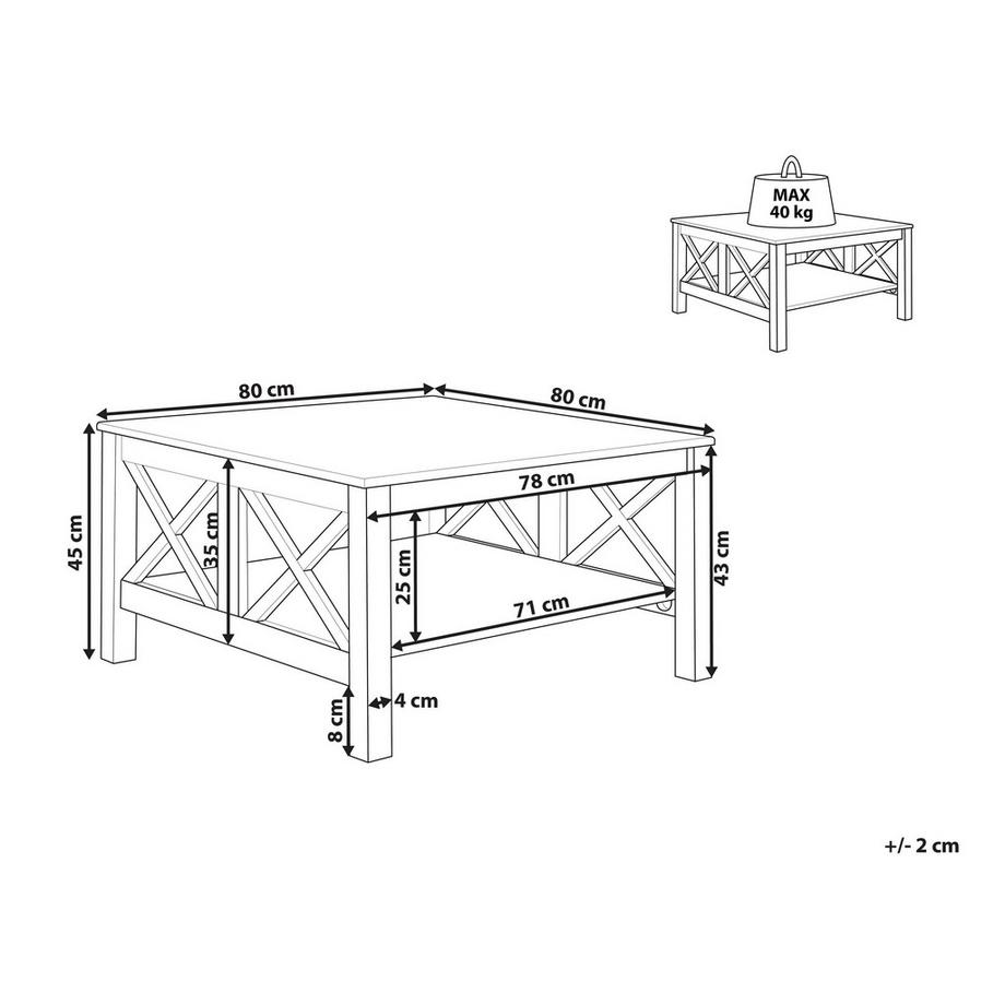 Beliani Couchtisch aus MDF-Platte Landhausstil LOTTA  