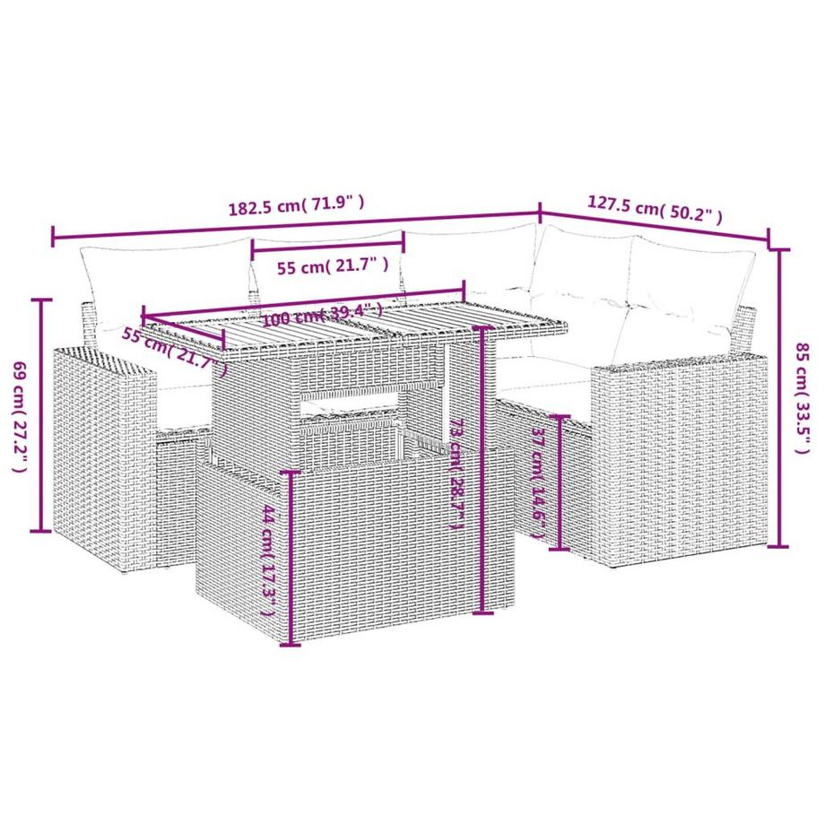 VidaXL Ensemble de canapés de jardin rotin synthétique  
