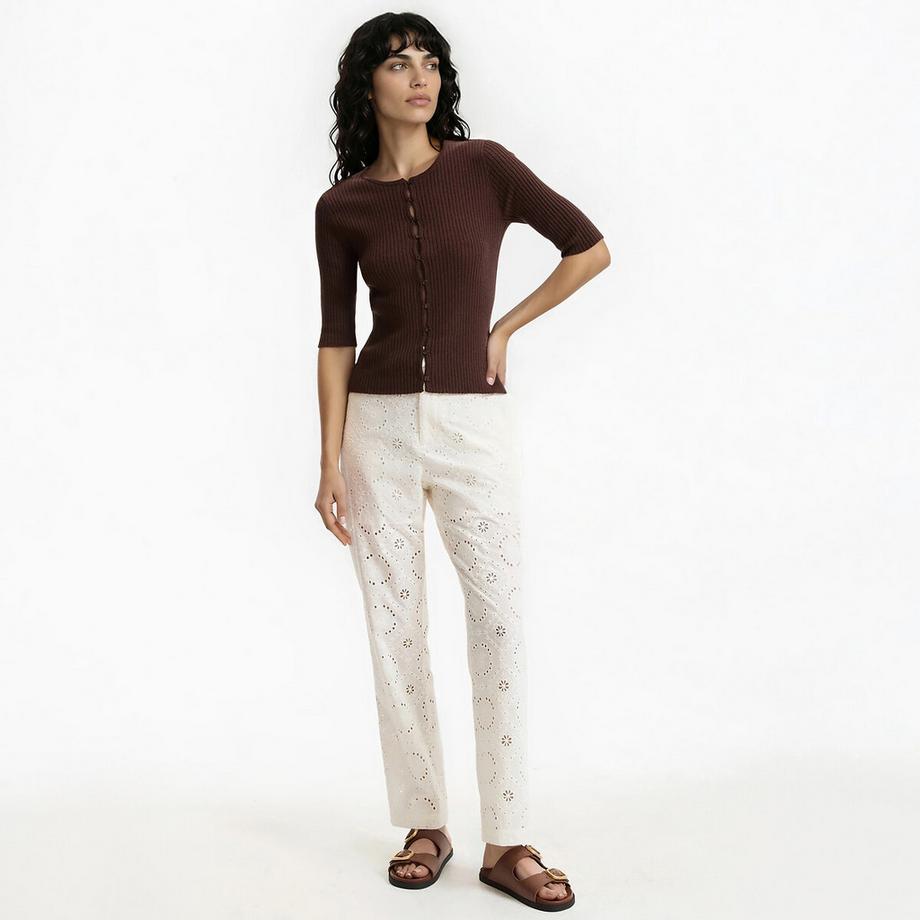 La Redoute Collections Pantaloni taglio dritto ricamo inglese  