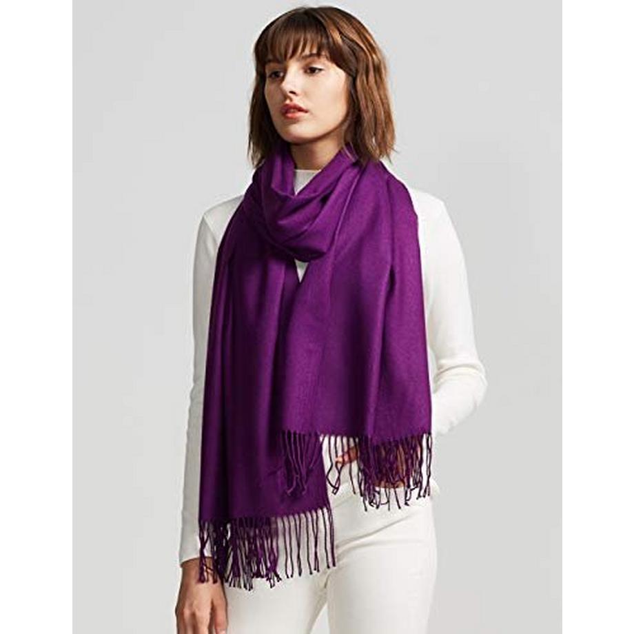 Only-bags.store Warmer Winter Herbst einfarbiger Baumwollschal mit Quasten  