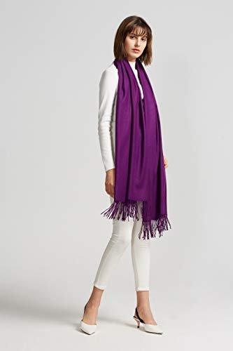 Only-bags.store  Schal Warm Winter Herbst einfarbig Baumwolle mit Quasten/Ringe, 40+ Farben Solid & Plaid Pashmina 