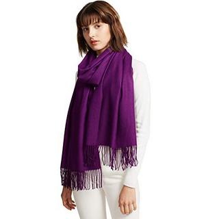 Only-bags.store  Écharpe chaude hiver automne en coton uni avec glands/franges, plus de 40 couleurs unies et à carreaux Pashmina xl écharpes violet 