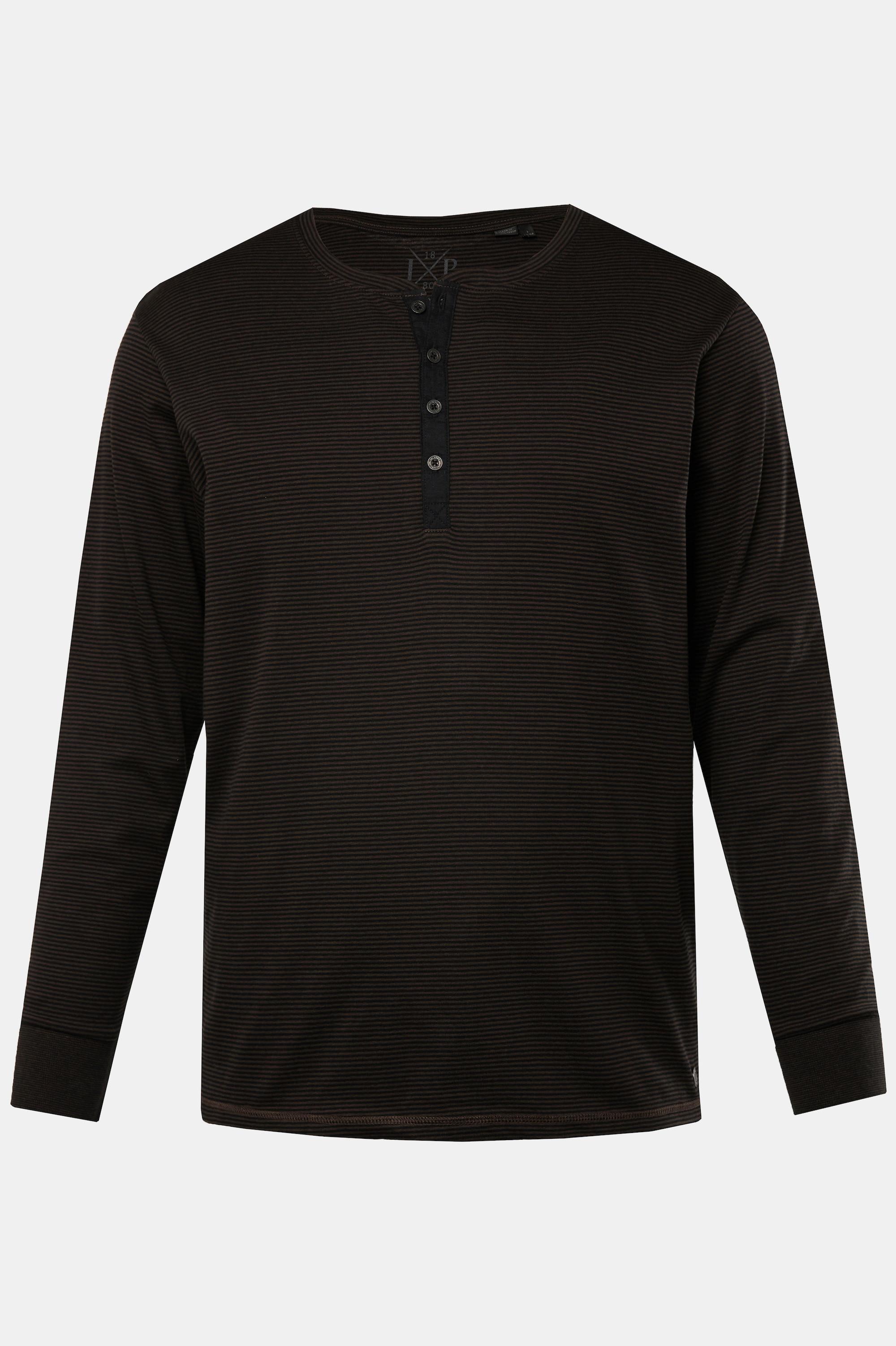 JP1880  Henley manches longues, rayures, patte de boutonnage - jusqu'au 8 XL 