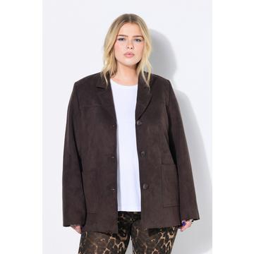 Blazer dal taglio lungo e ampio in materiale scamosciato con revers e fodera completa