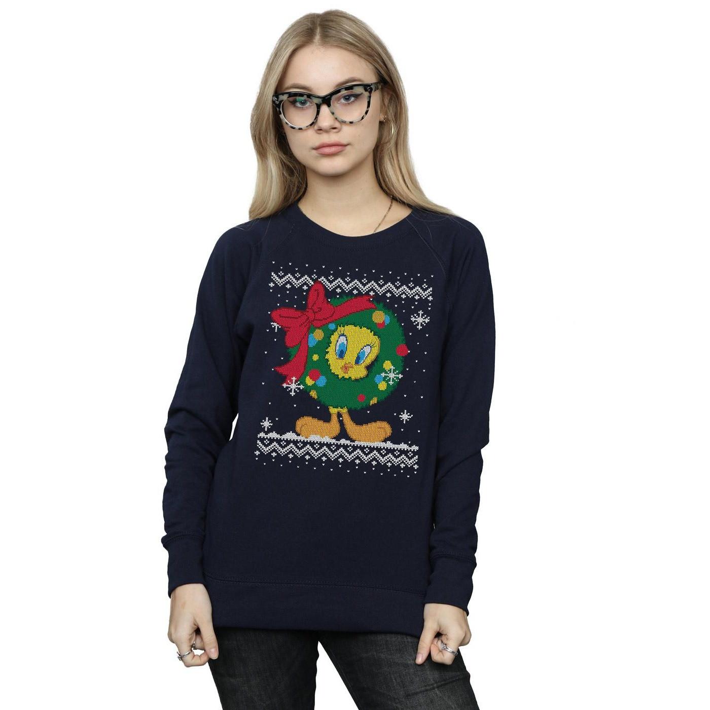 LOONEY TUNES  Tweety Pie Christmas Fair Isle Sweatshirt 