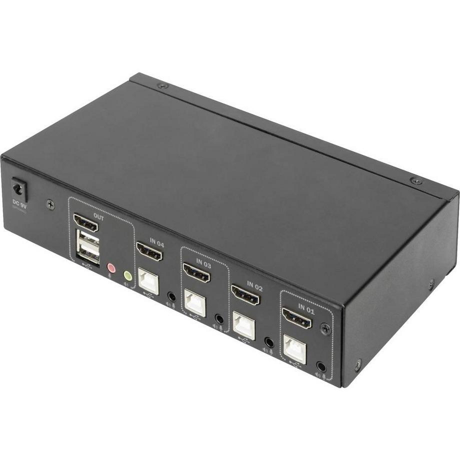 Digitus  4-Port HDMI KVM-Switch - Single-Display - UHD 4K - USBAudio-Anschlüsse, USB 2.0, Hotkey 