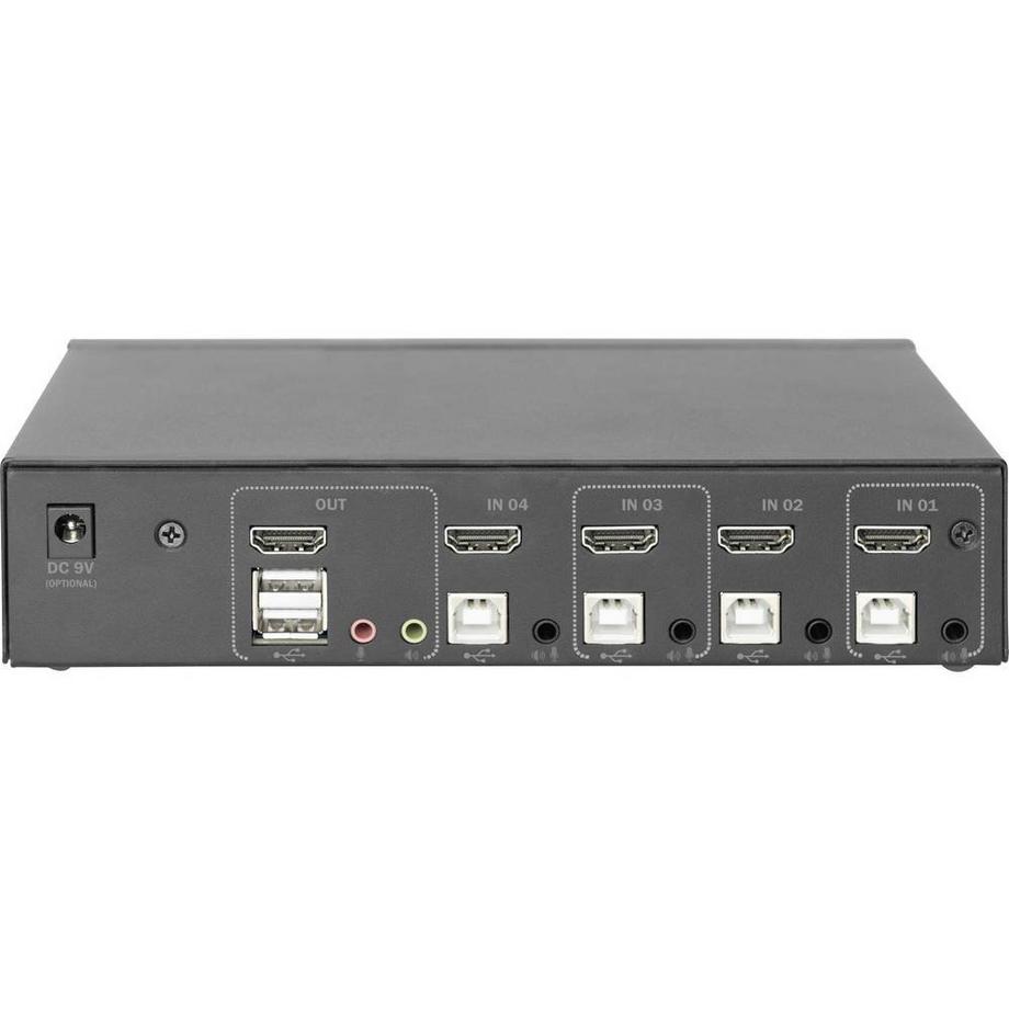 Digitus  4-Port HDMI KVM-Switch - Single-Display - UHD 4K - USBAudio-Anschlüsse, USB 2.0, Hotkey 