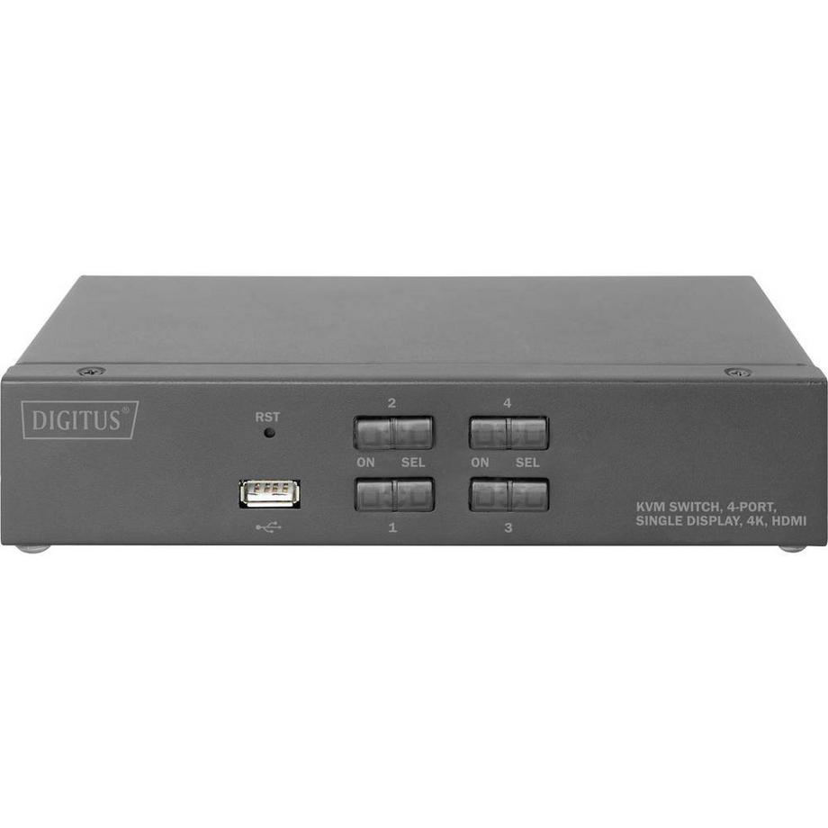 Digitus  4-Port HDMI KVM-Switch - Single-Display - UHD 4K - USBAudio-Anschlüsse, USB 2.0, Hotkey 