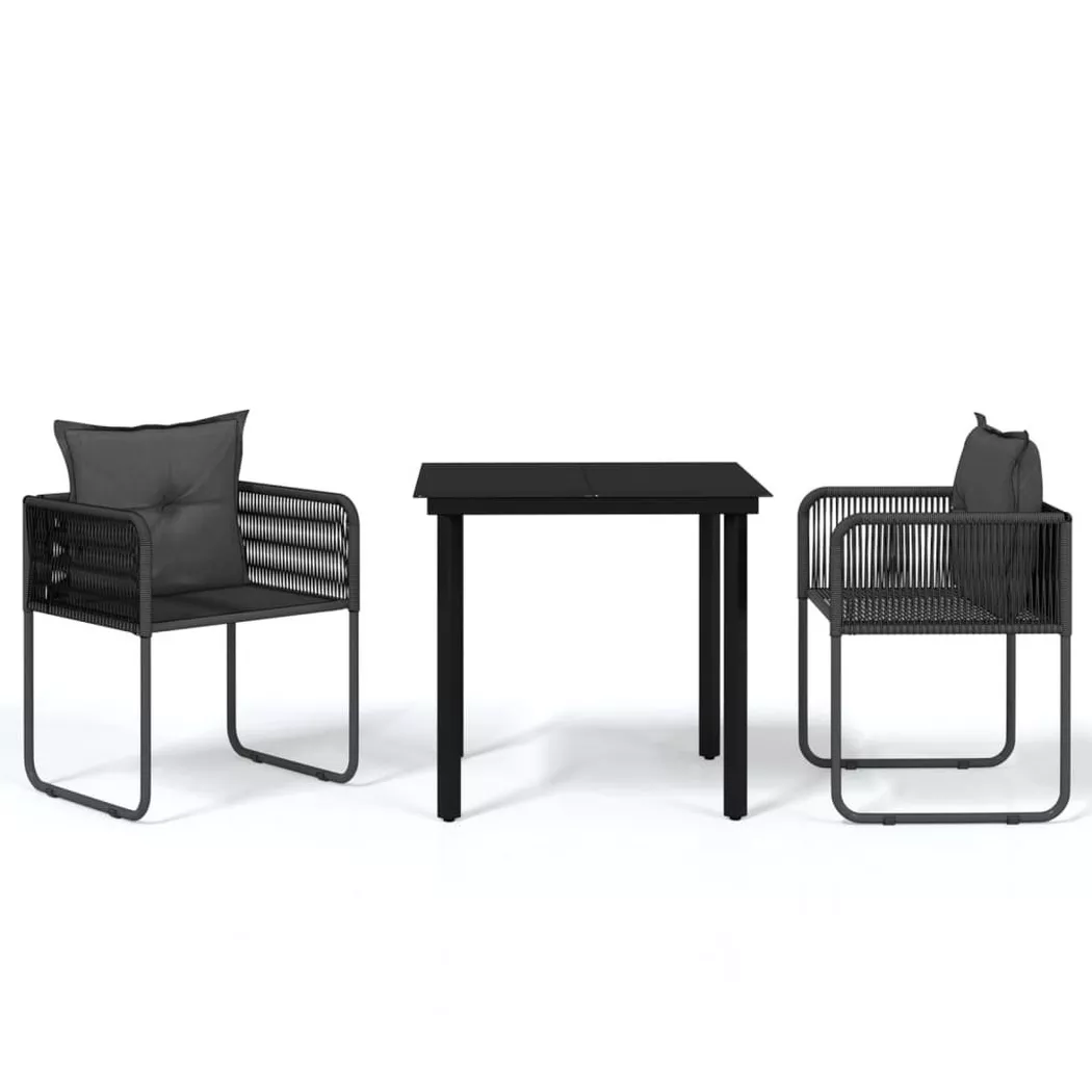 Ensemble de salle à manger de jardin 3 pcs Noir