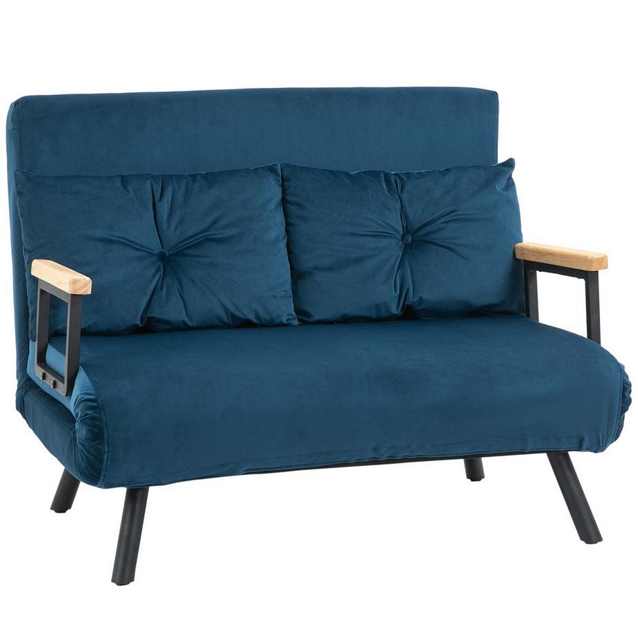 Northio Schlafsofa Relaxsessel Bettfunktion Klappsofa Samt Rückenkissen Verstellbare Rückenlehne Blau 102X73X81Cm  