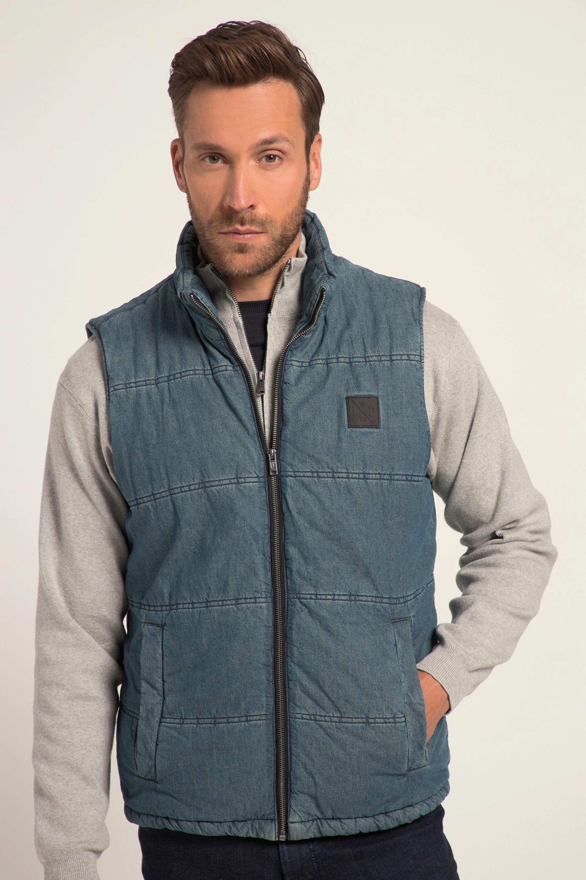 JP1880  Gilet con effetto jeans, fodera calda e collo alto, fino alla tg. 8XL 