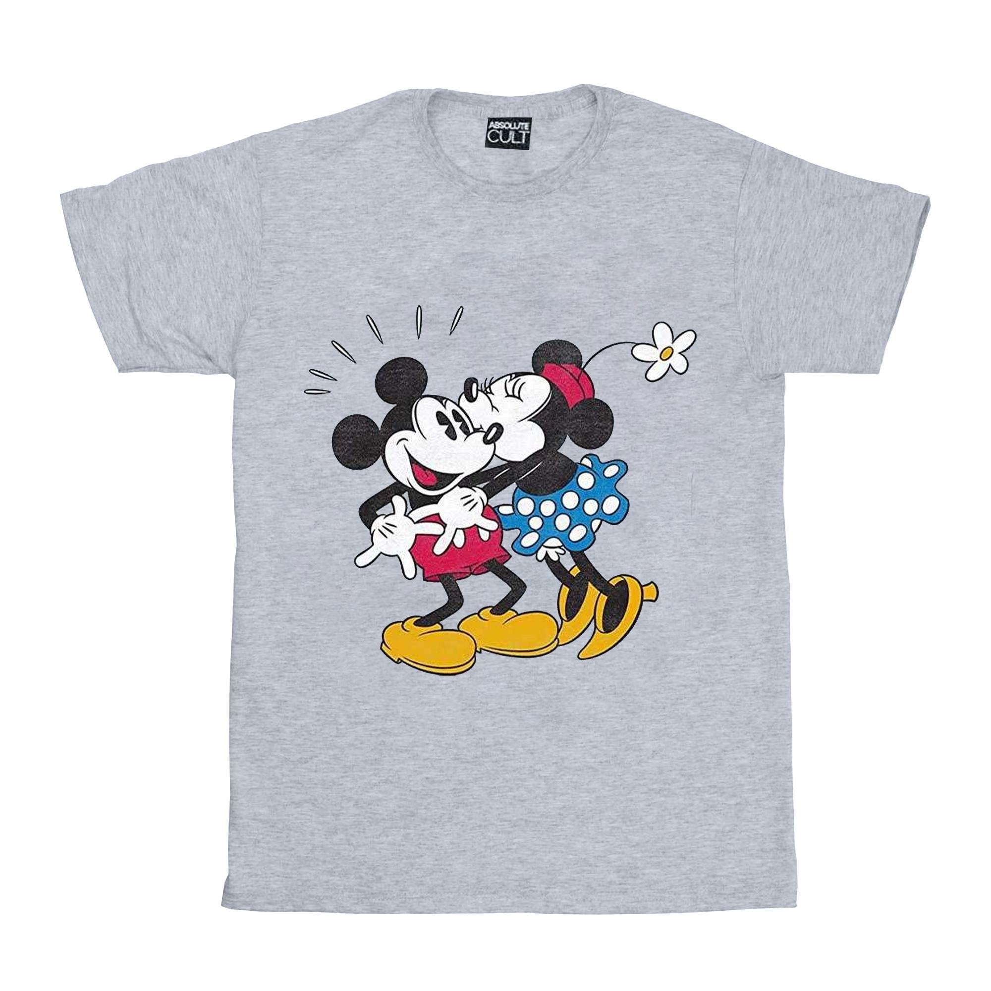 Image of Mickey Mouse Mickey And Minnie Kiss Tshirt Unisex Grau 140/146