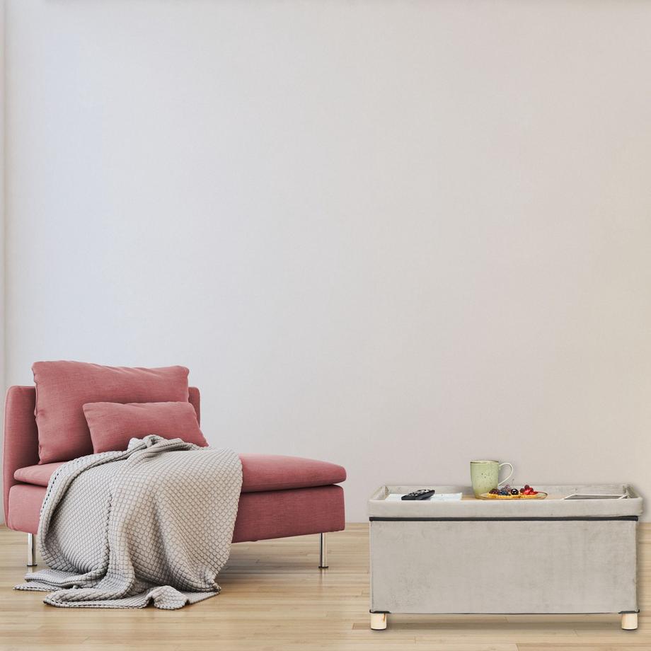 B2X Sitzbank mit Samtbezug und Holzfüßen  