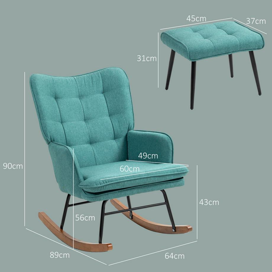 HOMCOM Chaise à bascule avec tabouret  